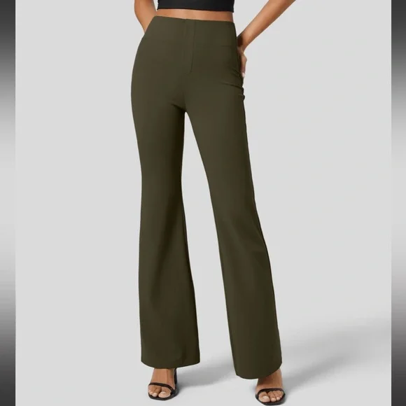 Halara Flex High Waisted Back Side Pockets Slight Flare Work Pants - Picture 3 of 7